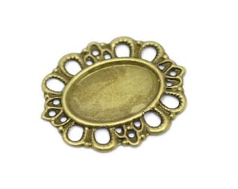 ABE024 - Vintage Victorian Styled Steampunk Filigree Oval Setting Wrap in Antique Bronze/Brass Finish