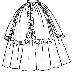 TV246 - 1851 Petal gonna Ballgown Sewing Pattern di veramente vittoriano