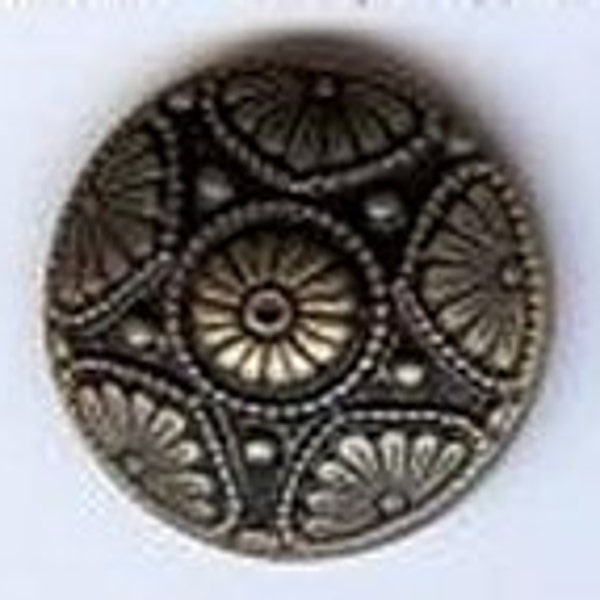 BC161 - Metal  Button - Ornate Persian Button. Antique Brass Finish 7/8"