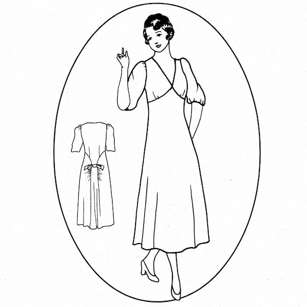 RH936 - 1930's Tea Dress Sewing Patterns by Rocking Horse Farm