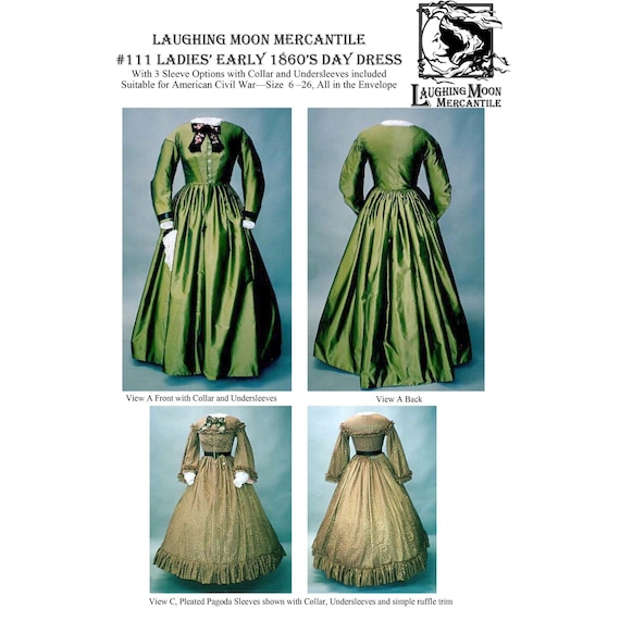 Laughing Moon Sewing Pattern 129//126 Wrapping Front Spencer /& Apron Front Gown