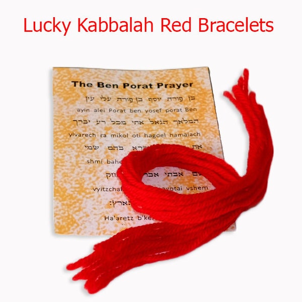 Set of 10 Kabbalah Red Bracelet 100% Wool String with Prayer for Protection and Blessings