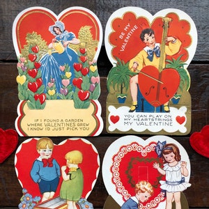 4 Valentine&#39;s Day Cards ~ Art Deco, Gold, Embossed, Stand For Display ~ Vintage 1930&#39;s ~ Signed ~ (9)