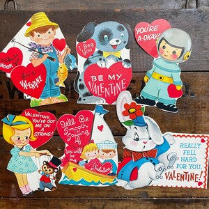 6 Valentines Day Cards Children&#39;s Exchange ~ Vintage 60&#39;s
