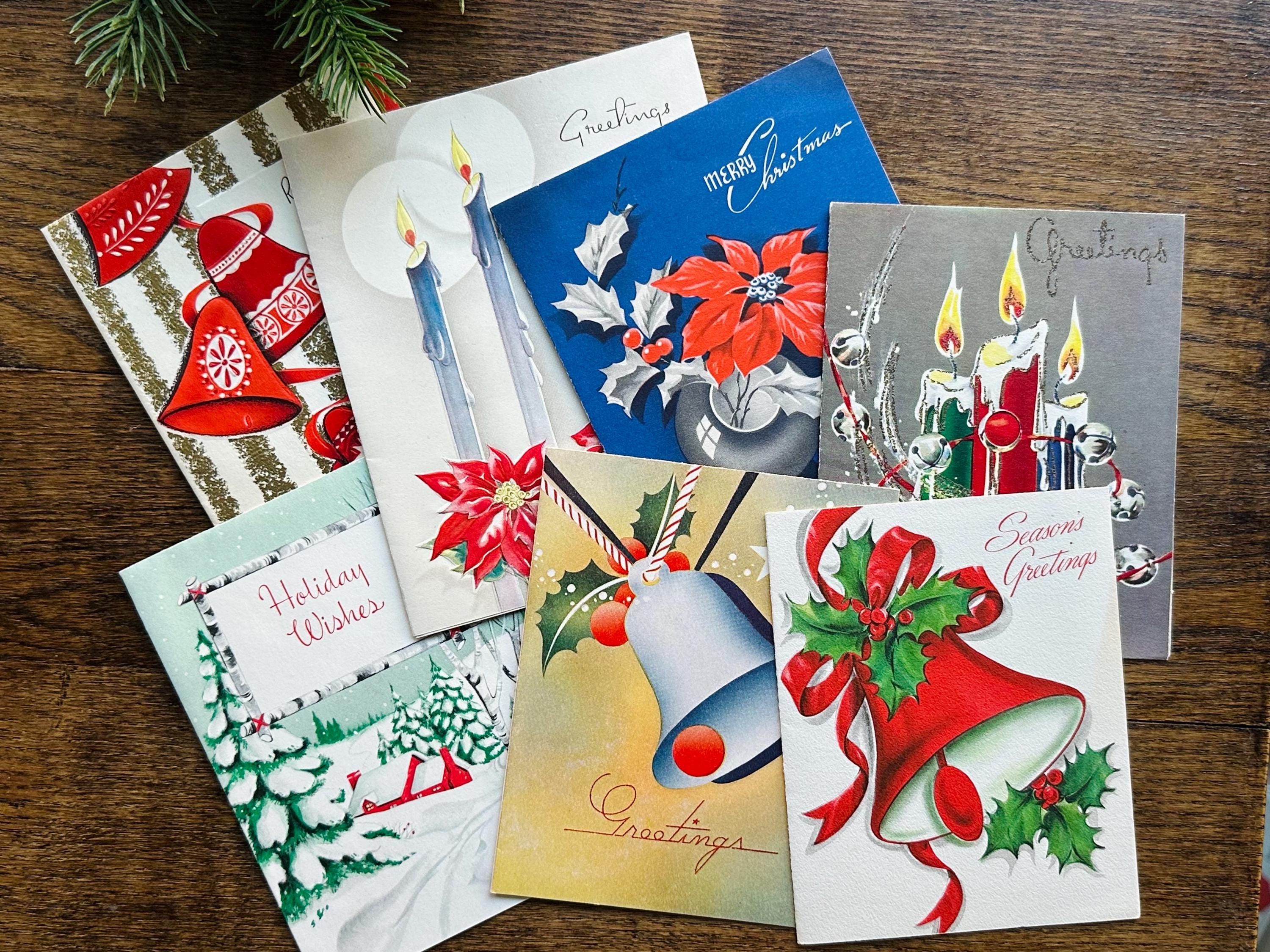   Weihnachten 1998 お値下げ 7 Christmas Greeting Cards, Used ~ Vintage 1940's/50's