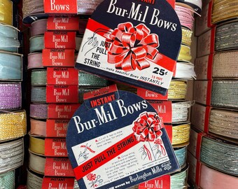 3 NOS Bur-Mil Bows ~ Vintage ~ Beautiful Bows Instantly, Just Pull The String ~ Choice of Color, Width & Texture ~ Burlington Mills