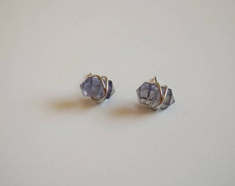 JIMOI\u2027Untitled-Raw Iolite-Silver Drop Long Earring