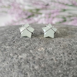 Aquamarine Stud Earrings, Aquamarine Star Earrings, March Birthstone, Minimalist Earrings, Stainless Steel Earrings, Celestial Earrings