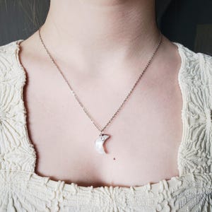 Moonstone Moon Necklace, Simple Moonstone Necklace, Simple Moon Necklace, June Birthstone Necklace, Minimalist Necklace, Gold Necklace