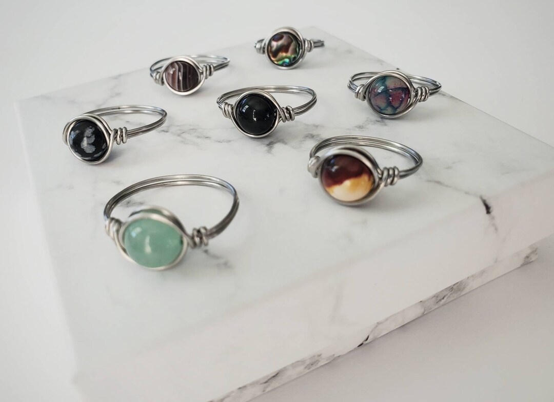Gemstone Ring, Fidget Ring, Wire Wrapped Ring, Stackable Ring, Boho ...