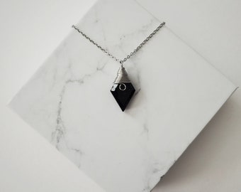 Black Tourmaline Necklace, Simple Tourmaline Necklace, Crystal Point Necklace, October Birthstone Necklace, Wire Wrapped Tourmaline Necklace