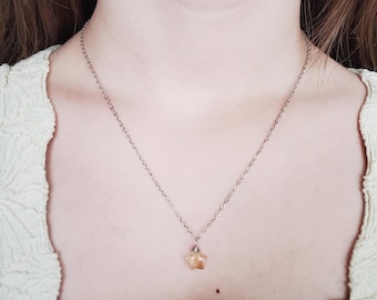 Citrine Star Necklace, November Birthstone Necklace, Star Shaped Necklace, Simple Citrine Necklace, Wire Wrapped Citrine Necklace