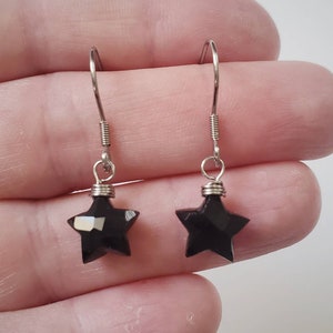 Black Onyx Star Earrings, Black Onyx Earrings, Gold Earrings, Dangle Earrings, Wire Wrapped Jewelry, Star Lover Jewelry, Celestial Earrings image 4