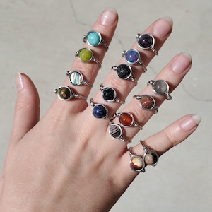 Gemstone Ring, Fidget Ring, Wire Wrapped Ring, Stackable Ring, Boho Ring, Dainty Ring, Stainless Steel Birthstone Ring, Minimalist Jewelry