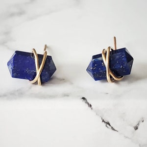 Lapis Lazuli Stud Earrings, Minimalist Earrings, Lapis Point Earrings, Stainless Steel Earrings, Gold Earrings, Sterling Silver Earrings
