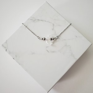 Clear Quartz Crescent Moon Necklace, Simple Quartz Necklace, Simple Moon Necklace, Clear Quartz Necklace, Boho Necklace