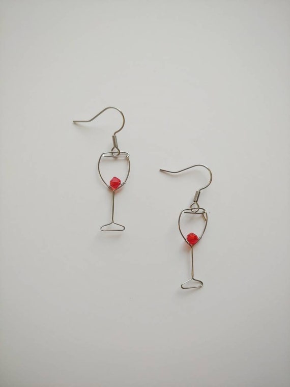 Wine Glass Earrings Red Wine Earrings Wine Jewelry Etsy