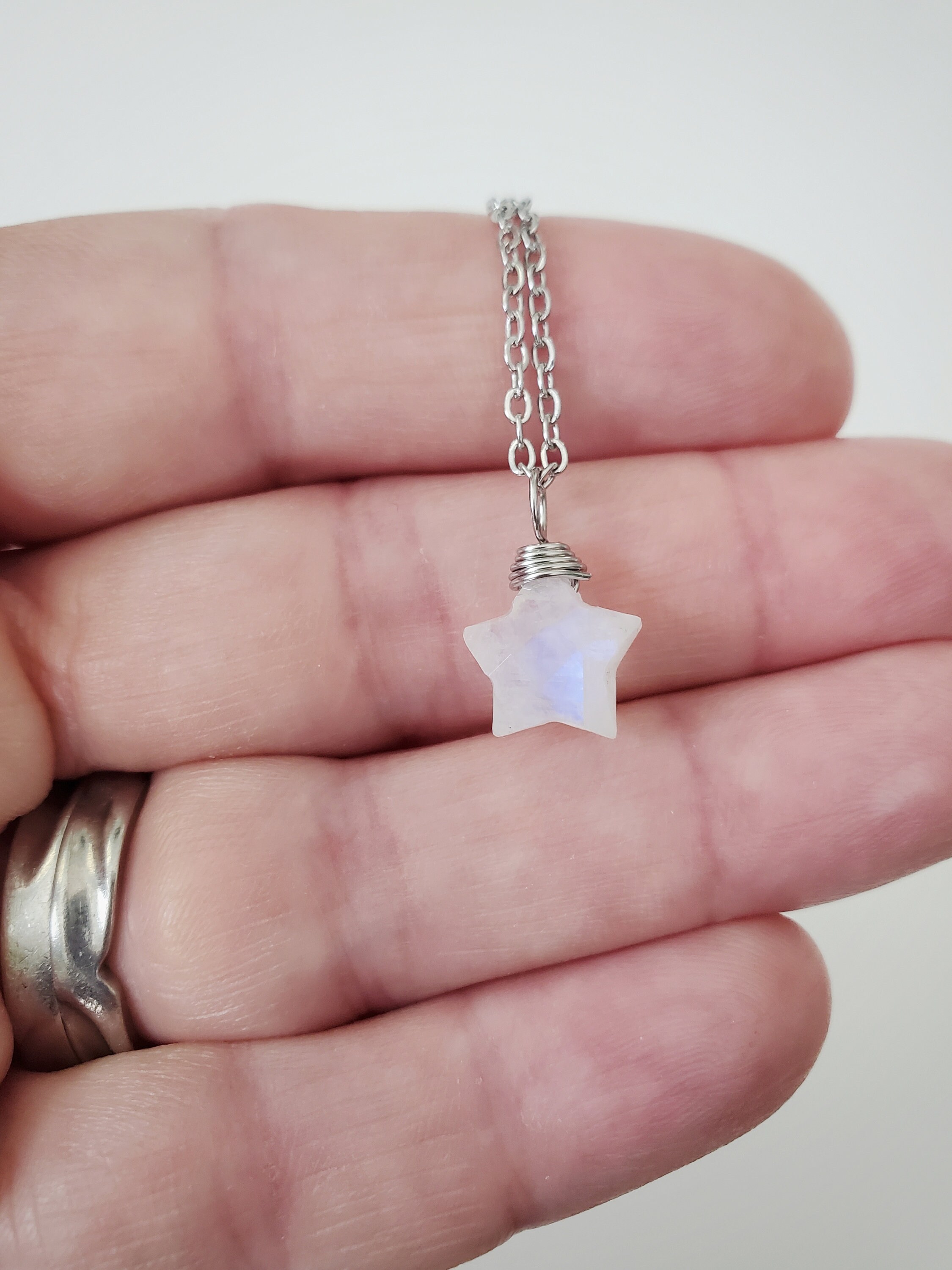 Moonstone Star Necklace, Star Shaped Necklace, June