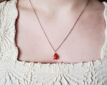 Carnelian Star Necklace, Star Shaped Necklace, Simple Carnelian Necklace, Wire Wrapped Carnelian Necklace