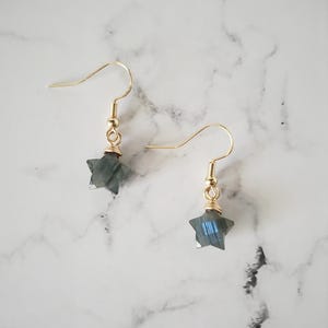 Labradorite Star Earrings, Labradorite Earrings, Star Earrings, Dangle Earrings, Wire Wrapped Jewelry, Star Lover Jewelry