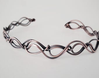 Copper Wave Bracelet, Twisted Copper Cuff, Rustic Woodland Bracelet, Adjustable Bracelet, Nature Inspired Jewelry