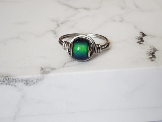 Adult Mood Ring, Wire Wrapped Ring, Boho Ring, Stainless Steel Ring, Fidget Ring