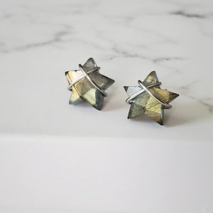 Labradorite Stud Earrings, Labradorite Star Earrings, Minimalist Earrings, Stainless Steel Earrings, Small Earrings, Celestial Earrings