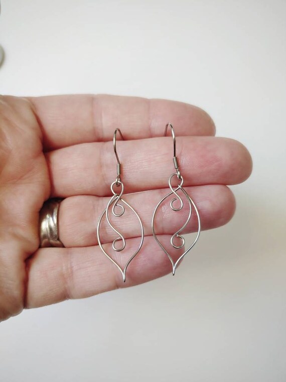 Wire Wrapped Leaf Earrings Simple Leaf Earrings Wire Leaf Etsy
