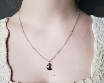 Black Tourmaline Moon Necklace,  Simple Black Tourmaline Necklace, Simple Moon Necklace, Black Tourmaline Necklace, Gold Necklace