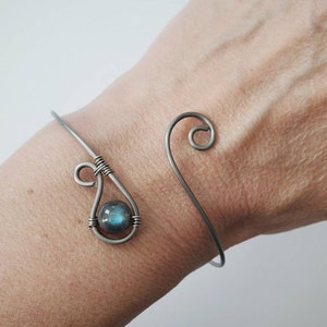Gemstone Bracelet, Birthstone Bracelet, Adjustable Bracelet, Adjustable Cuff, Minimalist Jewelry, Boho Bracelet, Wire Jewelry