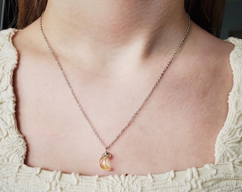 Citrine Moon Necklace, November Birthstone Necklace, Simple Citrine Necklace, Simple Moon Necklace, Citrine Necklace. Gold Necklace