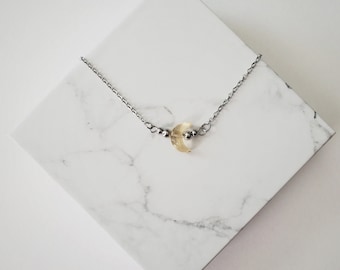 Citrine Crescent Moon Necklace, November Birthstone Necklace, Simple Citrine Necklace, Simple Moon Necklace, Citrine Necklace