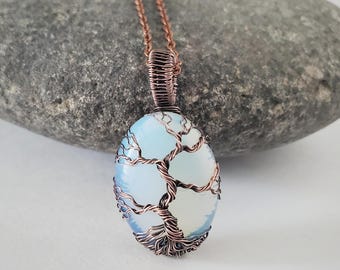 Wire Wrapped Tree of Life Necklace, Tree of Life Pendant, Tree of Life Jewelry, Wire Wrapped Jewelry, Gemstone Necklace