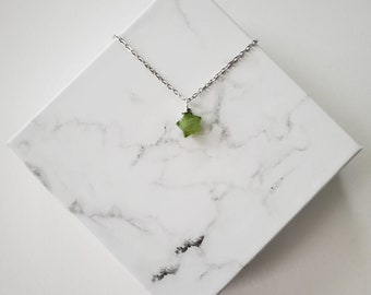 Peridot Star Necklace, Star Shaped Necklace, August Birthstone Necklace, Simple Peridot Necklace, Wire Wrapped Peridot Necklace