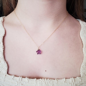 Amethyst Star Necklace, February Birthstone Necklace, Star Shaped Necklace, Simple Amethyst Necklace, Wire Wrapped Amethyst Necklace