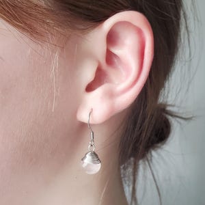 Rose Quartz Earrings, Faceted Rose Quartz Earrings, Dainty Earrings, Minimalist Earrings, Dangle Earrings image 2