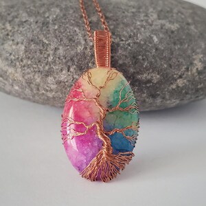 Wire Wrapped Rainbow Quartz Necklace,  Tree of Life Necklace, Rainbow Quartz Jewelry, Wire Wrapped Jewelry, Gemstone Necklace