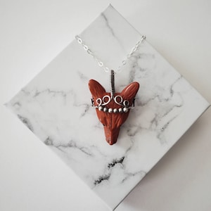 Red Jasper Wolf Necklace, Wire Wrapped Wolf Necklace, Red Jasper Necklace, Sterling Silver Necklace, Wolf Lover Necklace, Wolf Lover Gift