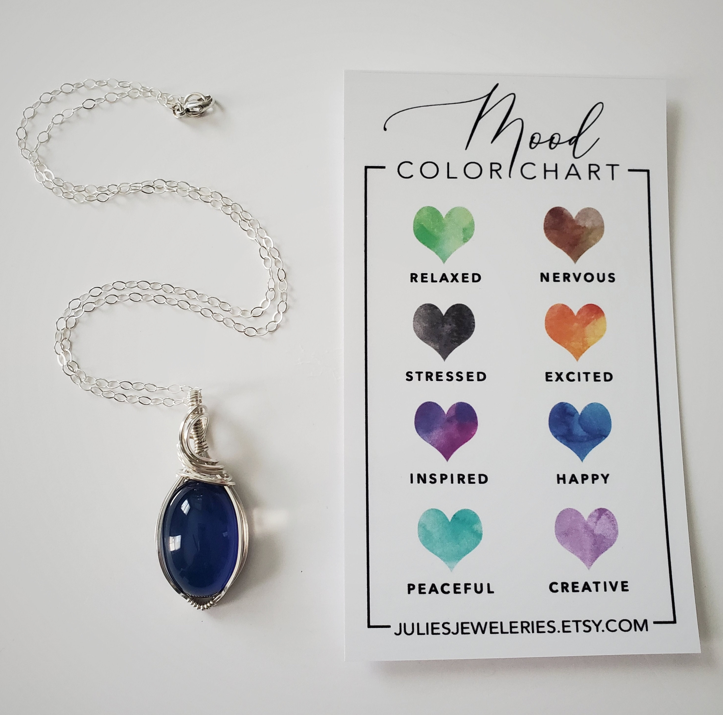 Mood Stone Necklace Mood Stone Pendant Color Changing Necklace Mood Jewelry Sterling Silver Necklace Nostalgic Jewelry Etsy