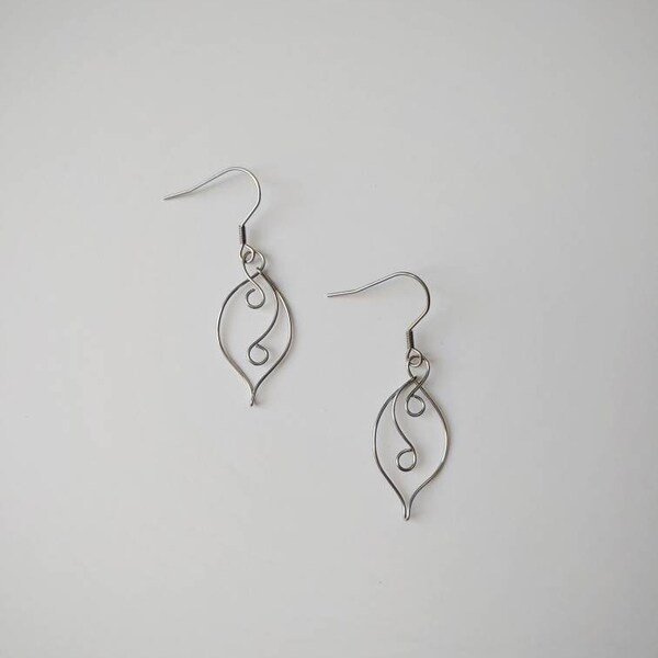 Wire Leaf Earrings Etsy