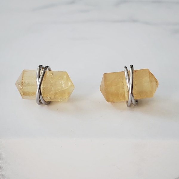 Citrine Stud Earrings, November Birthstone Earrings, Citrine Point Earrings, Minimalist Earrings, Stainless Steel Earrings, Small Earrings