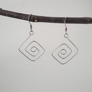 Square Earrings, Funky Earrings, Geometric Earrings, Silver Wire Earrings, Minimalist Earrings, Leverback Earrings, Unique Jewelry
