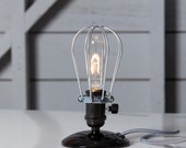 Industrial Desk Light - Wire Cage Table Lamp - Vintage Style Lighting