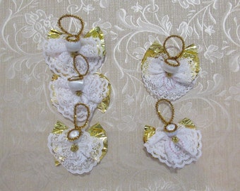 Lace angel ornaments, Christmas angel ornaments / tree decoration / gift tag / package decoration / vintage handmade angels / small angels