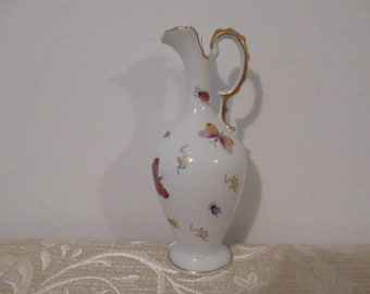 butterfly vase with gold, small butterfly vase, butterfly ardalt lenwile Japan vase pitcher butterflies and beetles, carafe bud vase