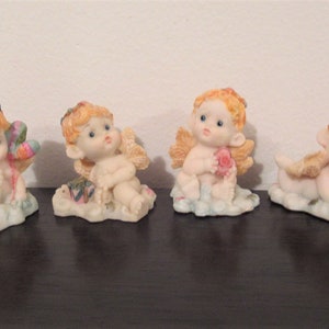4 miniature angel figurine, cherub knick knack, angel cherub, small angels, angel with wings, ceramic angels, mini angels, angel decor
