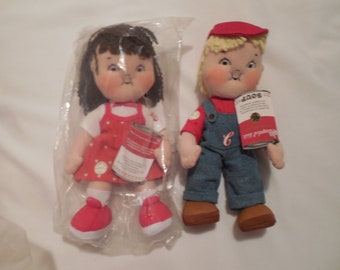 Campbell Soup Kids Doll Plushie Series, Plush Campbells soup kid stuffed doll, anniversary dolls, Campbell's Soup Doll boy & girl set
