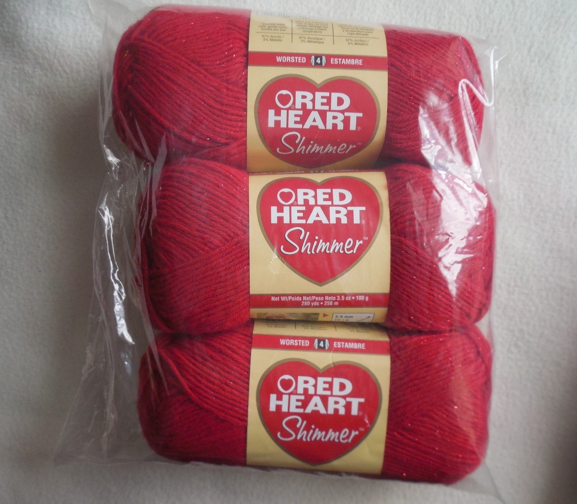 Red Heart Yarn Shimmer red 1 2 3 or 4 skeins RedHeart Etsy