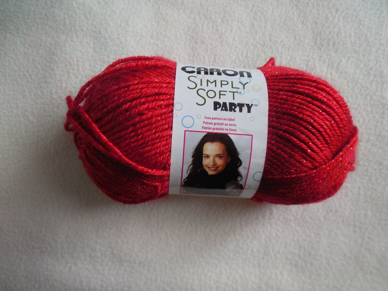 shimmery yarn 1 skein Party Yarn Red Sparkle glitter yarn acrylic yarn Caron Simply Soft Yarn
