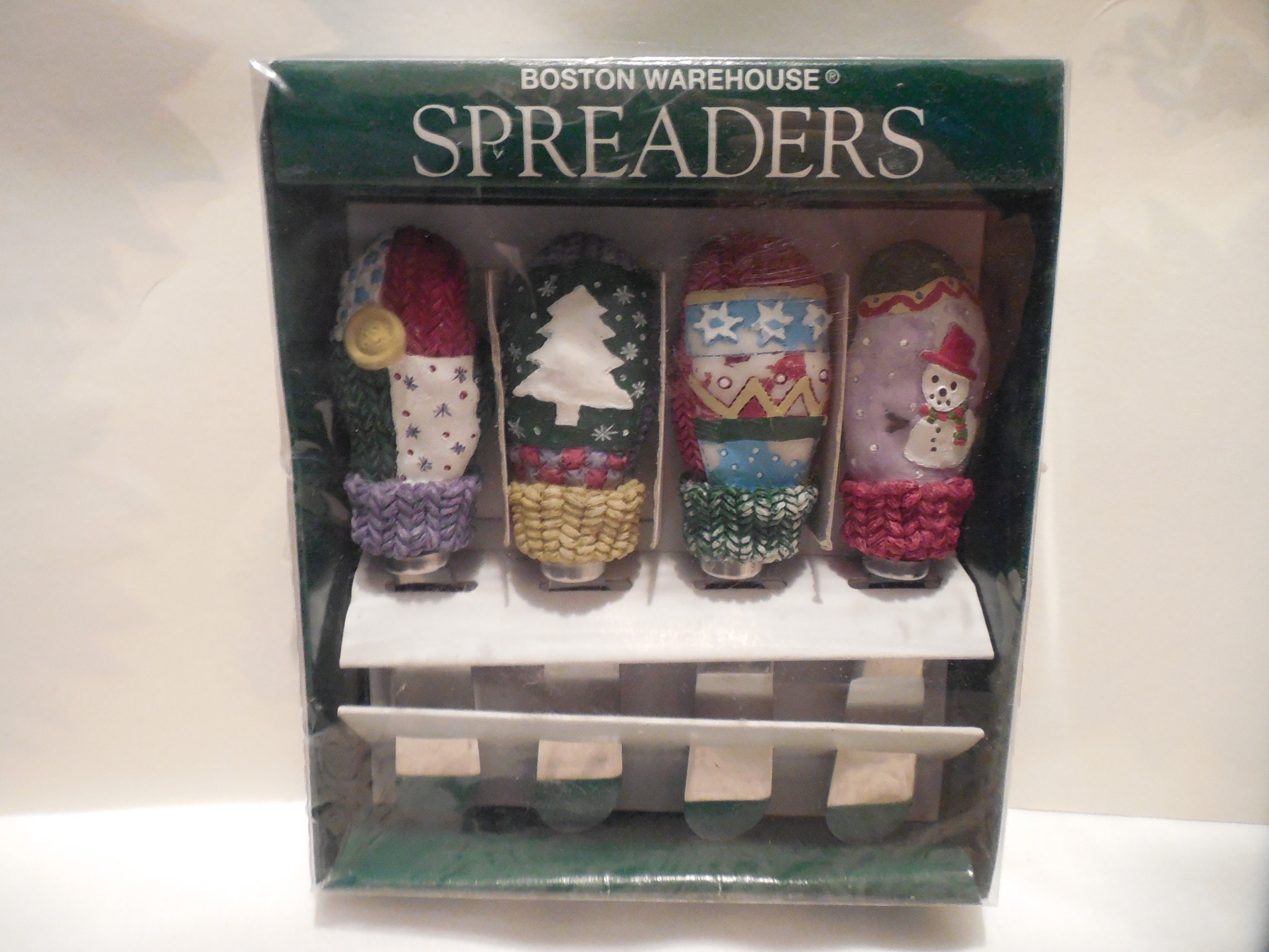 Vintage Christmas Cheese Spreader Set With Christmas Tree Etsy